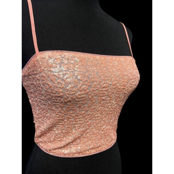 Susana Monaco Sequin Sparkle Crop Top, Taylor Swift Era Style, PINK, Adjustable - Picture 2 of 11